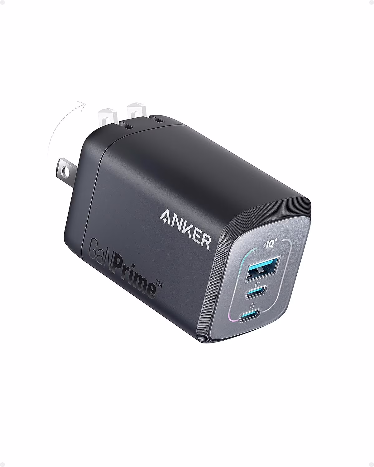 Anker Prime Charger, 100W 3-Port GaN USB C Charger Block, Fast Charging wall Cha