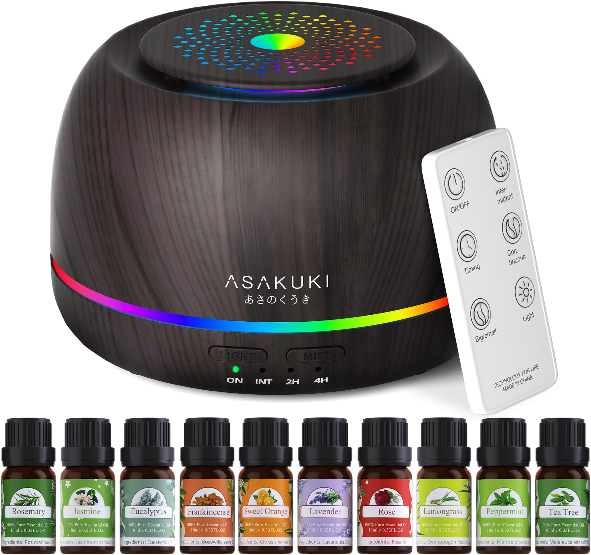 ASAKUKI Essential Oil Diffuser for Home, 500ML Aromatherapy Diffuser Humidifier