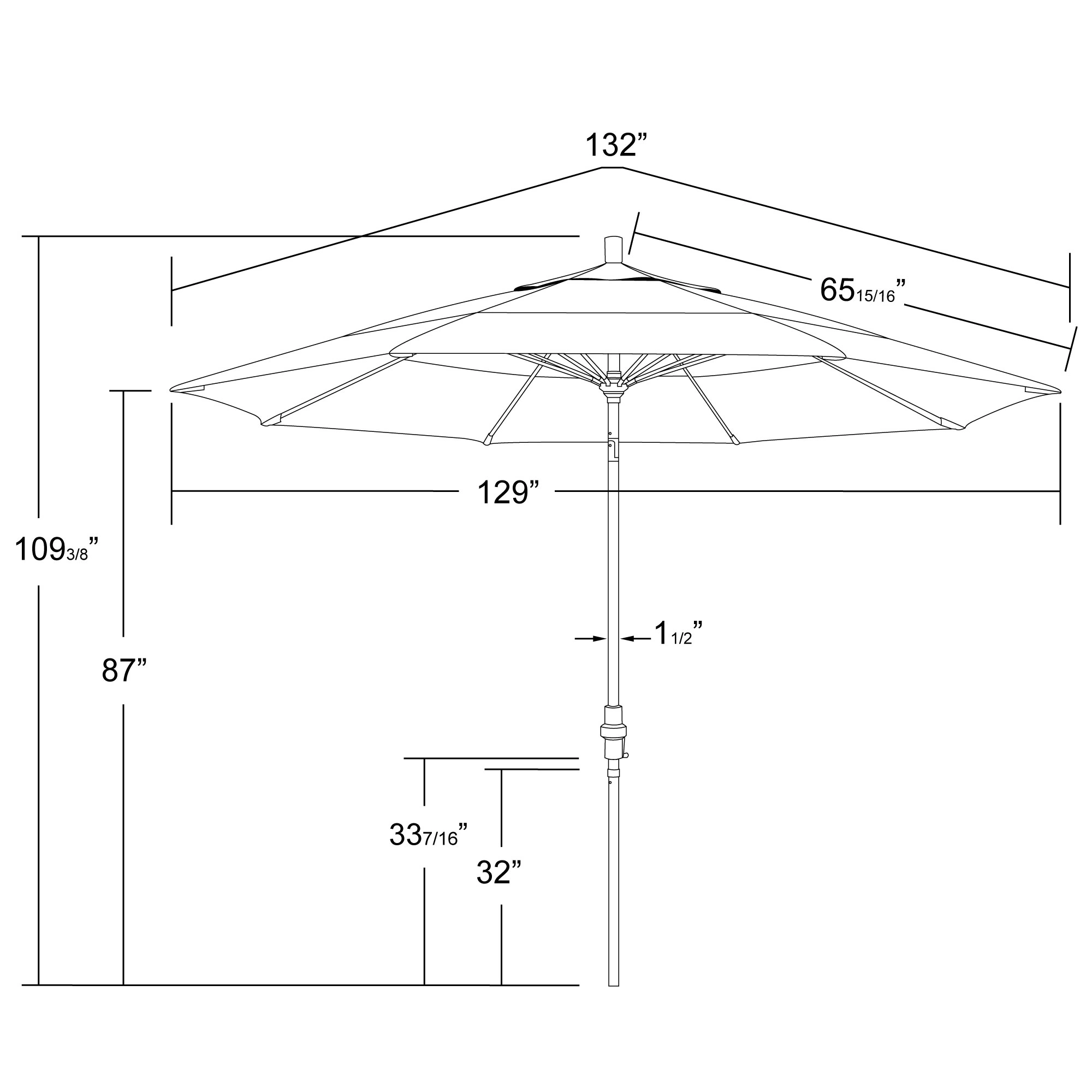 California Umbrella Sun Master 11' Market Umbrella