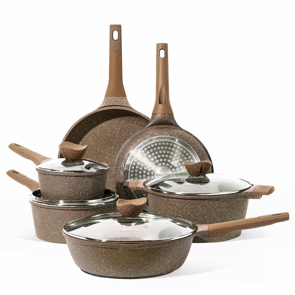 Carote 11 Piece Nonstick Cookware Set Granite Stone
