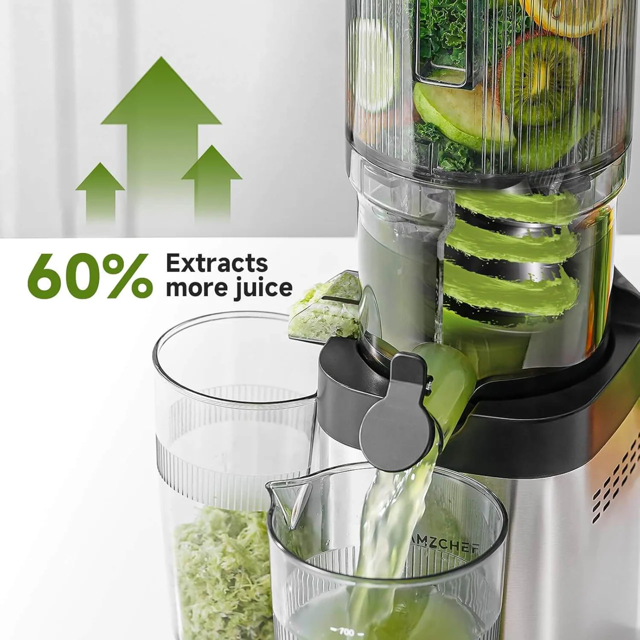 Cold Press Juicer Machine, 6.5" Large Feed Chute Masticating Extractor, Eas