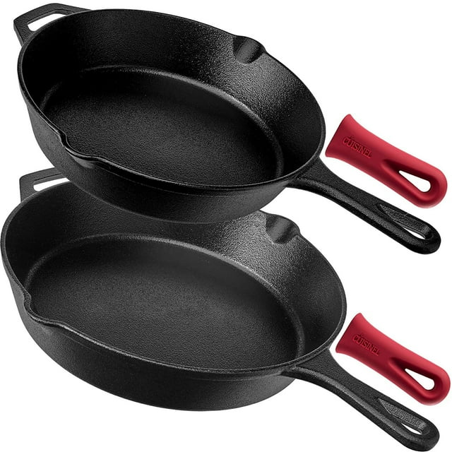 Cuisinel Pre-Seasoned Cast Iron Skillet 2-Piece Set (10-Inch and 12-Inch) Oven S