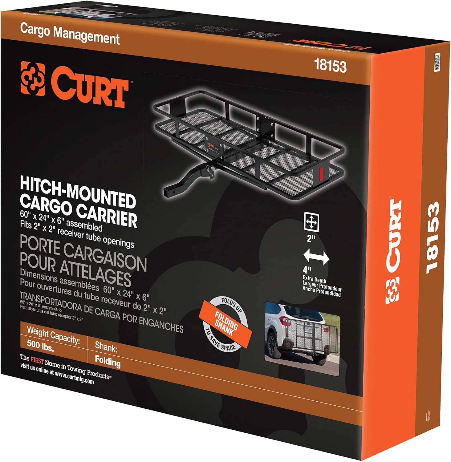 CURT 18153 60 x 24-Inch Basket Hitch Cargo Carrier