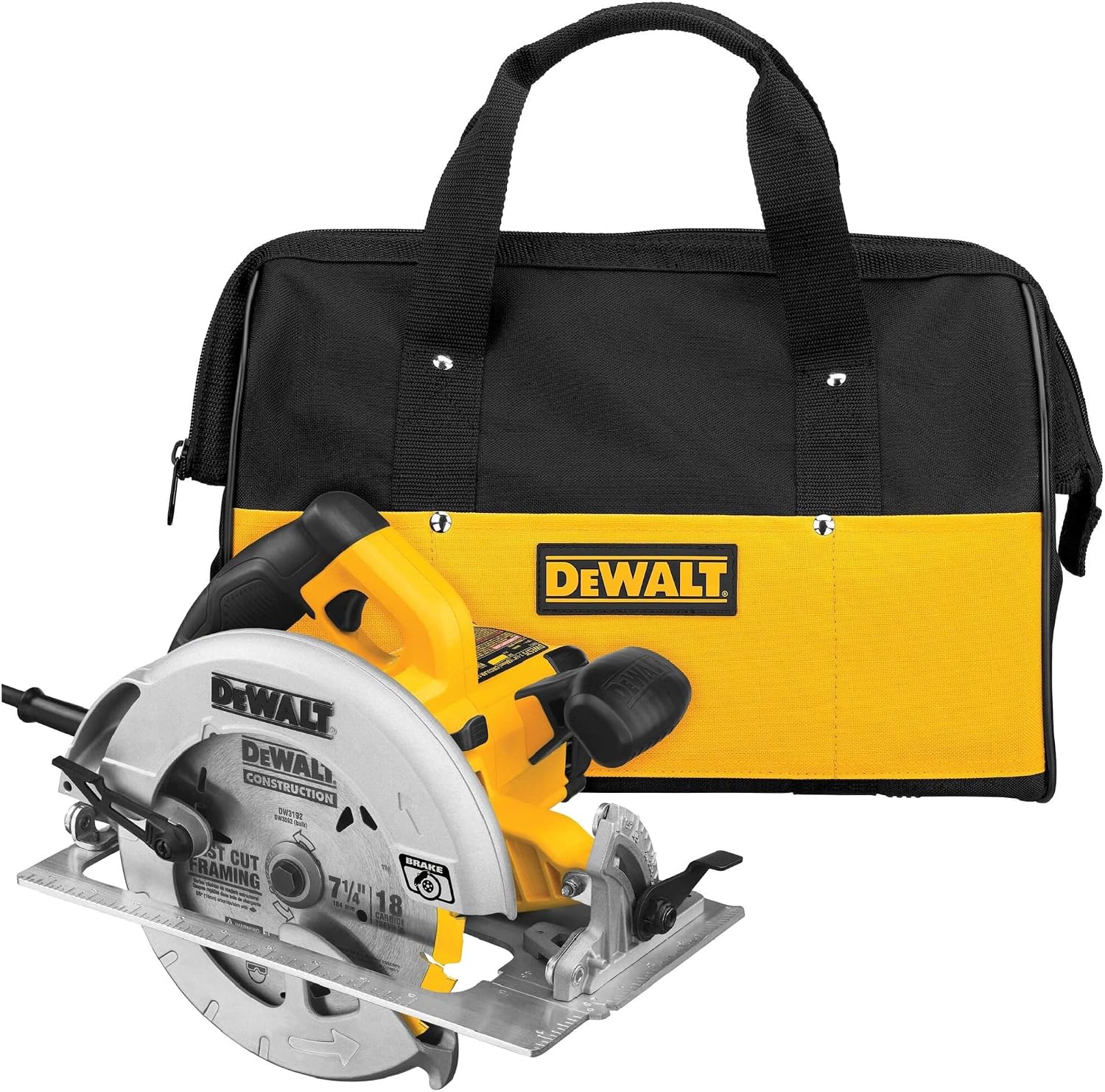 DEWALT Circular Saw, 7-1/4 inch, Pivoting with up to 57 Degree Bevel, Corded (DW