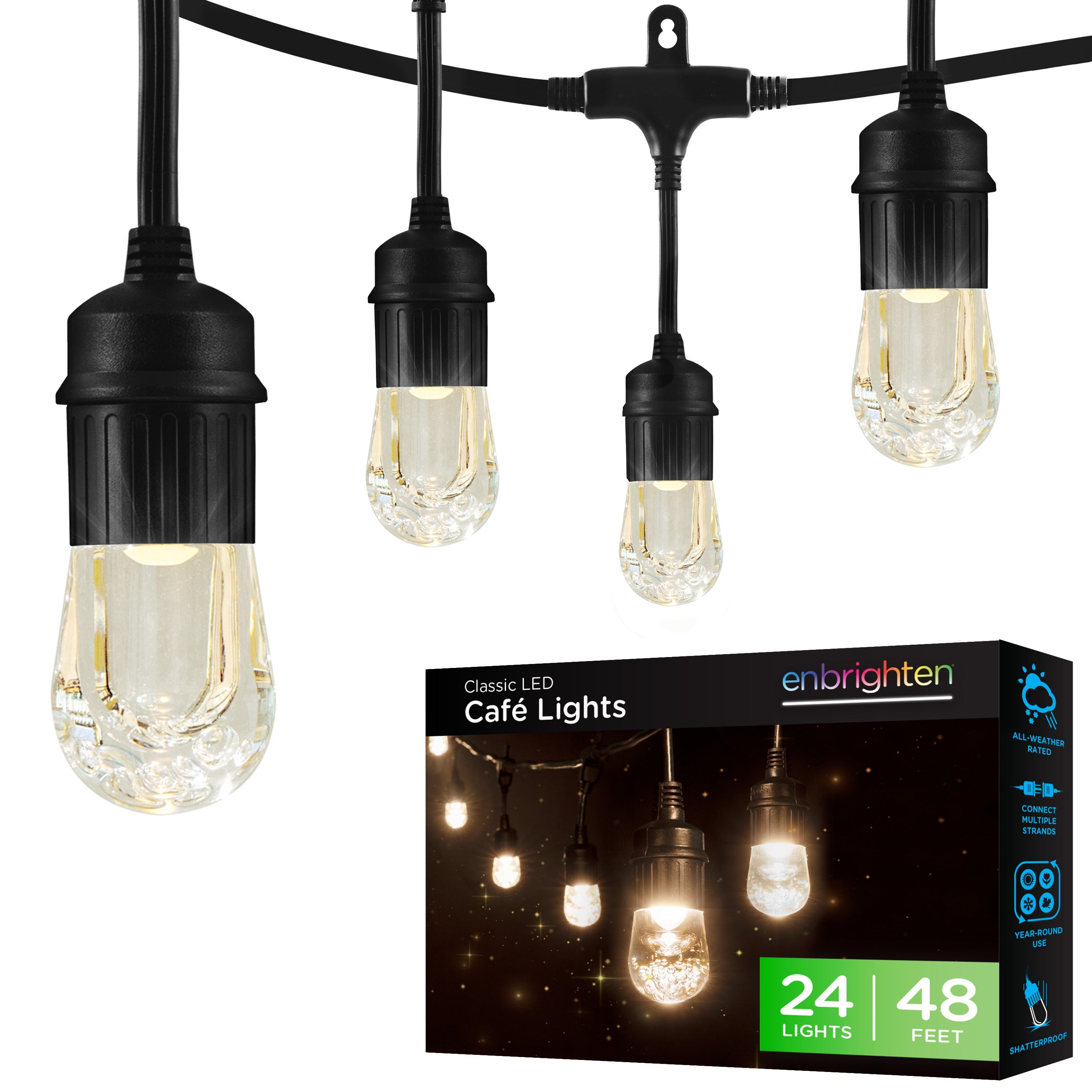 Enbrighten Classic LED Cafe Lights 48ft