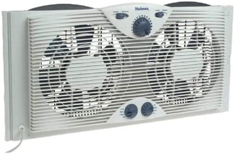 Holmes HAWF2043 Dual 8" Blade Twin Window Fan with LED Thermostat