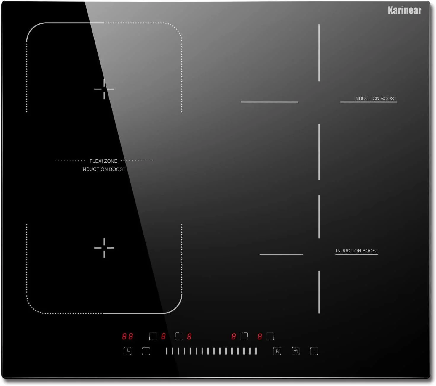 Karinear 24-Inch 4-Burner Built-In Induction Cooktop (7400W, KNI-603S1)