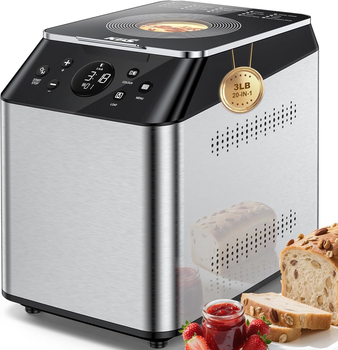 KBS 2LB Bread Maker, 19-in-1 Automatic Bread Machine (model # MBF-016)