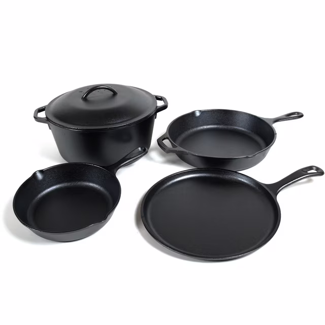 Lodge Cast Iron Set - 5-Piece Set - Pre-Seasoned Kitchen Set - Skillets, Griddle