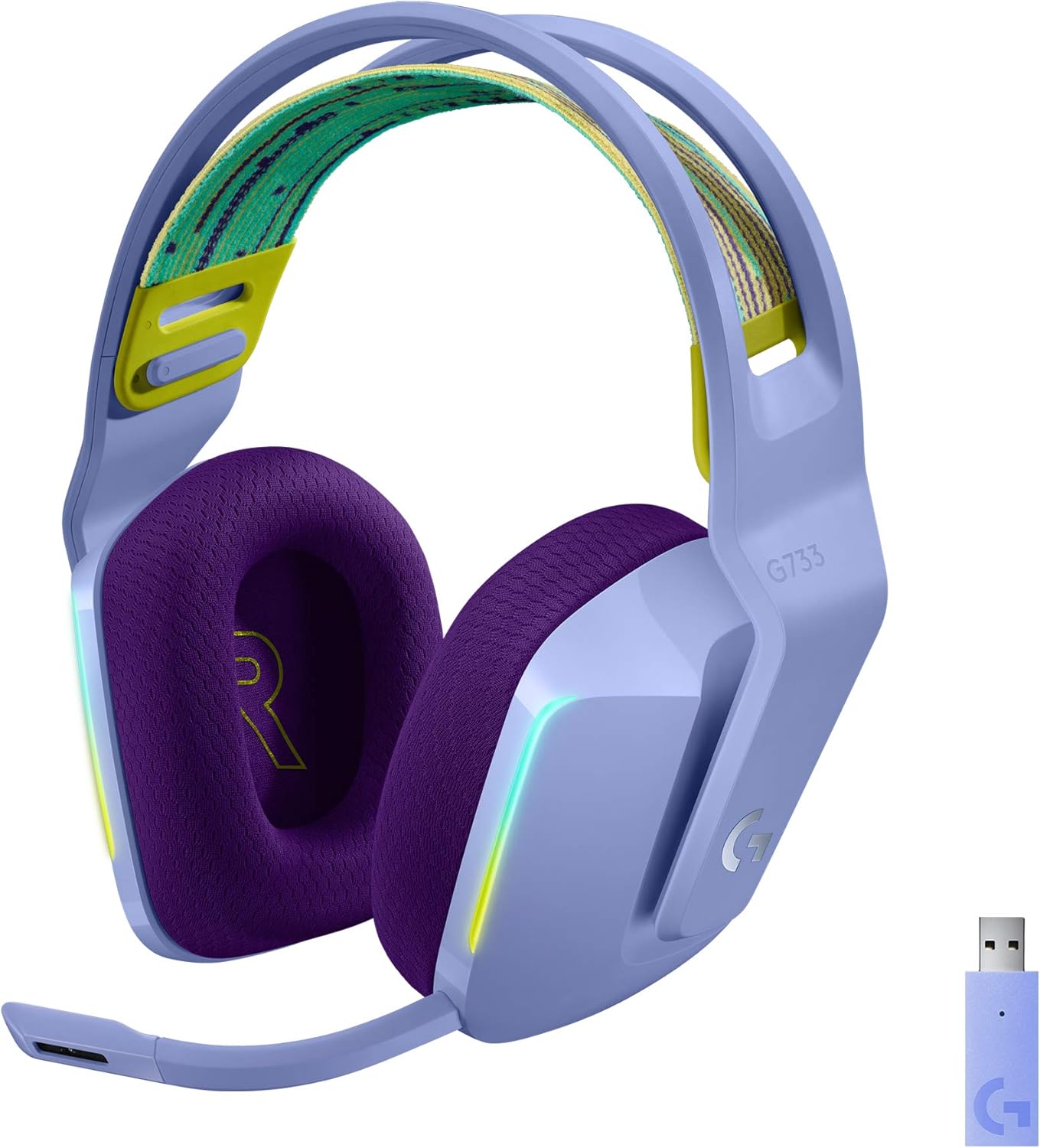 Logitech G733 Lightspeed Wireless Gaming Headset, Suspension Headband, Lightsync