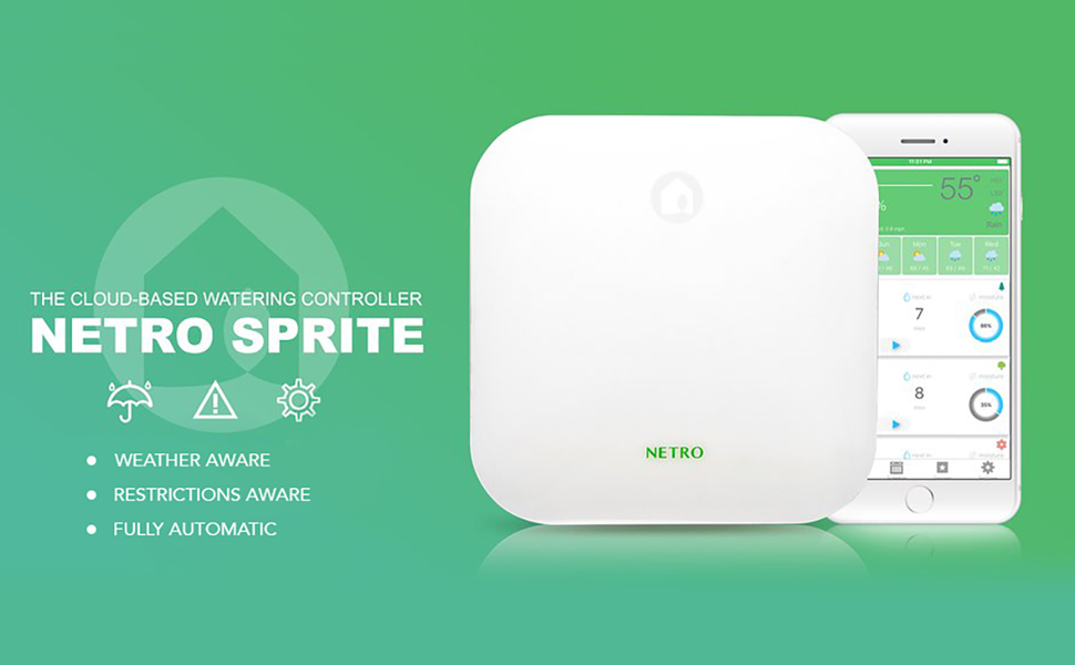 Netro Smart Sprinkler Controller 6 Zones Sprinkler Timer App-Based Irrigation Co