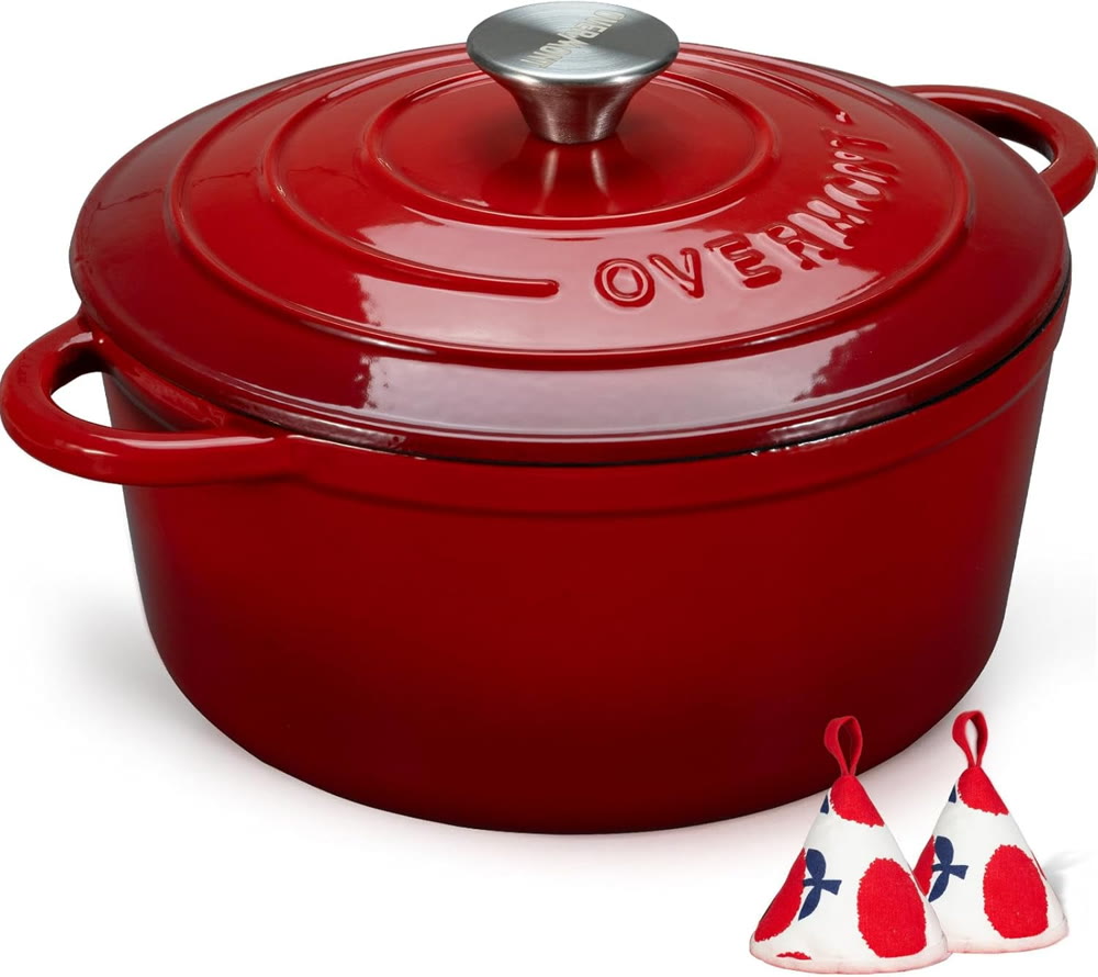 Overmont Enameled Cast Iron Dutch Oven
