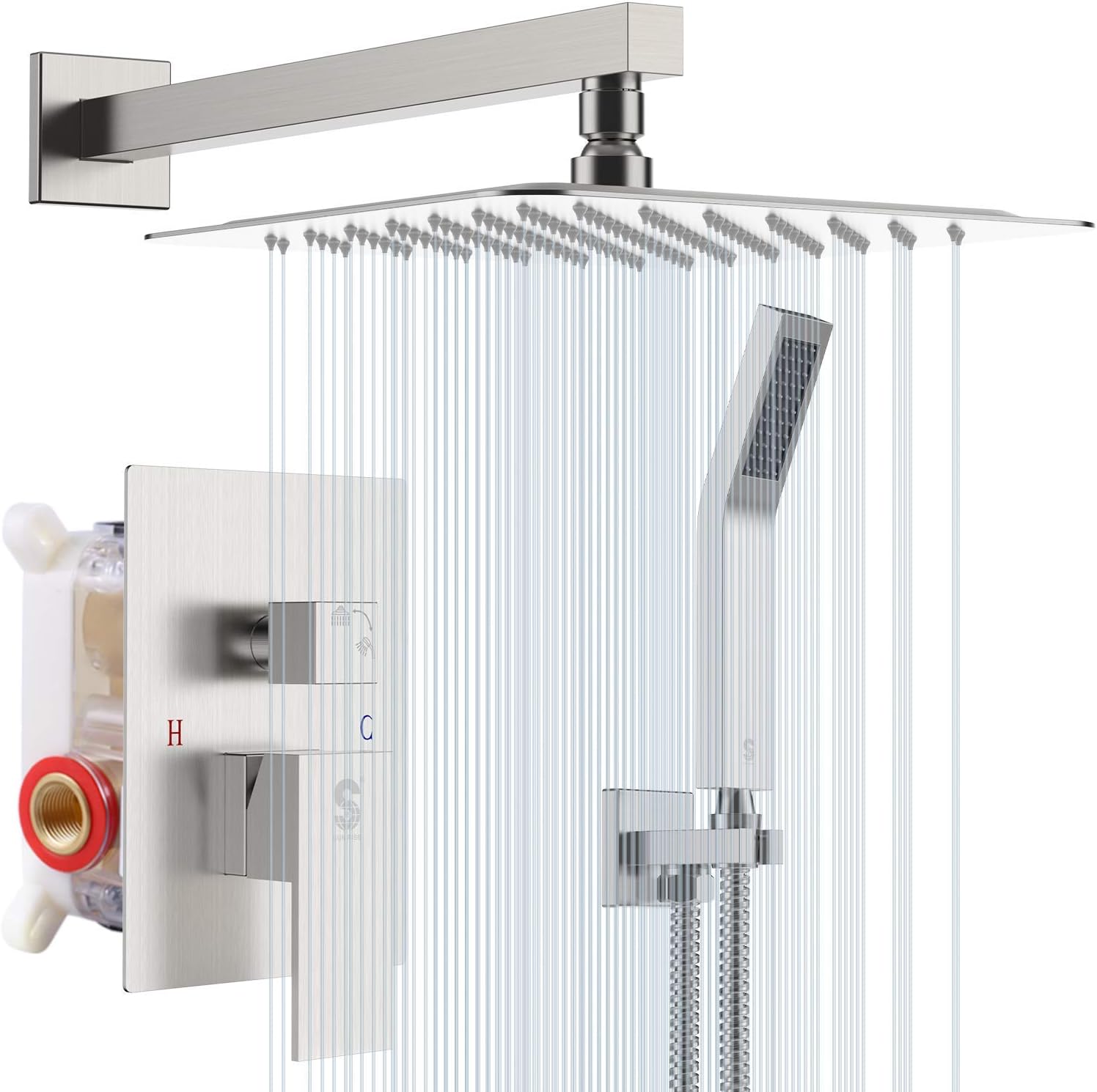 SR Sun Rise Wall Mounted Rain Shower Head Set