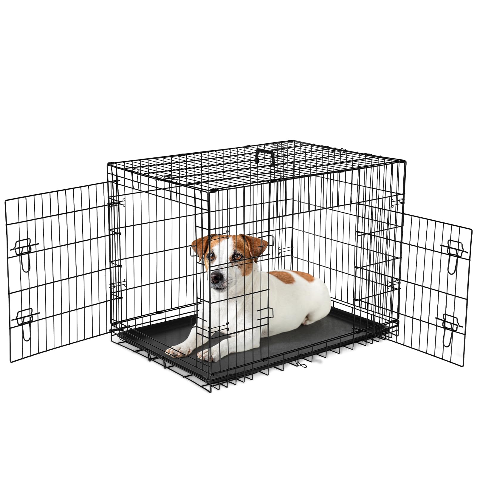 Sweetcrispy 36 Inch Dog Crate, Medium Crates Double Door Folding Metal Wire Dog