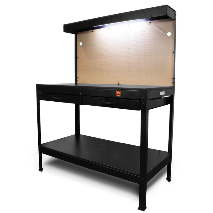 WEN WB4723T 48-Inch Workbench with Pegboard, Power Outlets, and Light