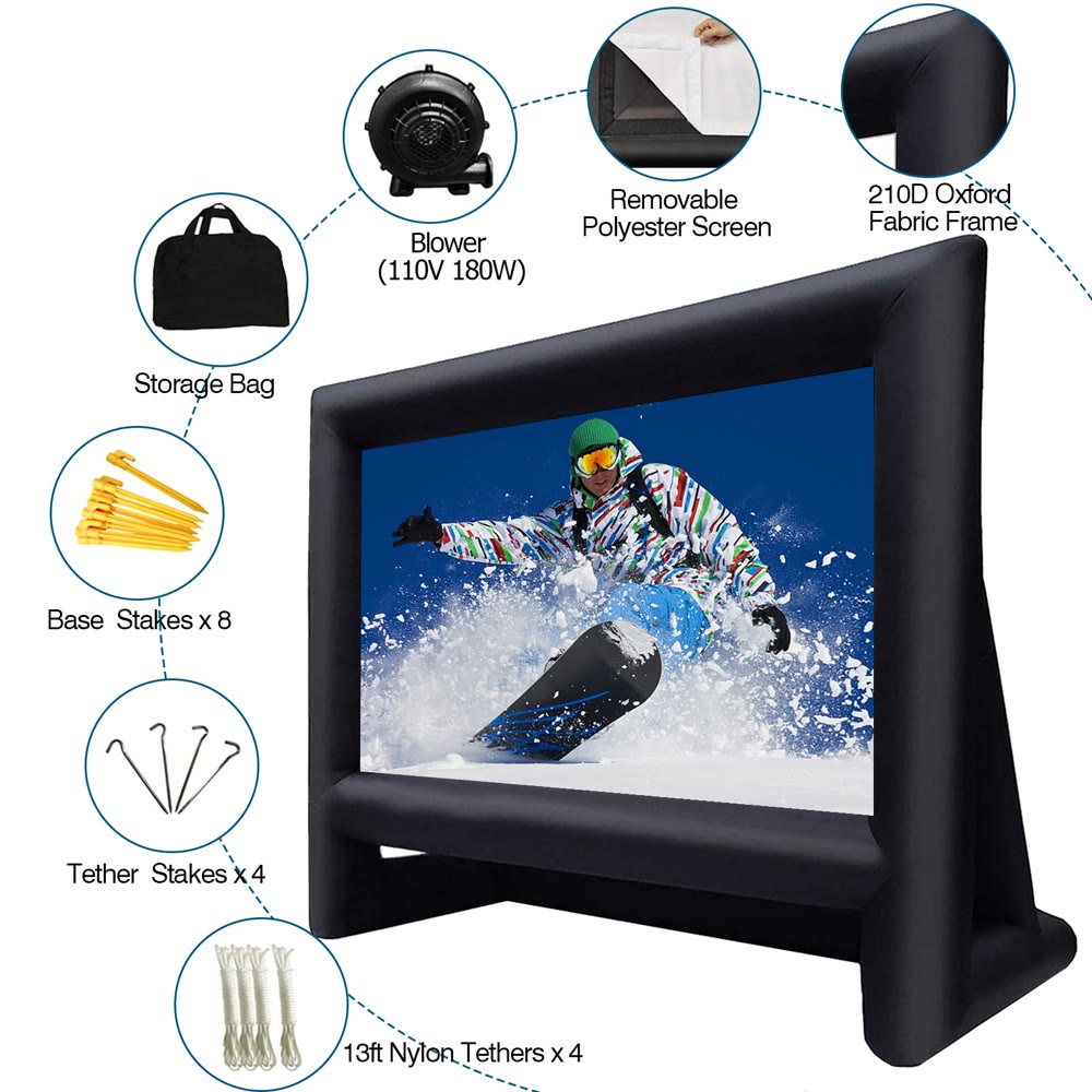 XHYCPY 16ft Inflatable Movie Screen Outdoor Projector Screen with Air Blower Sto