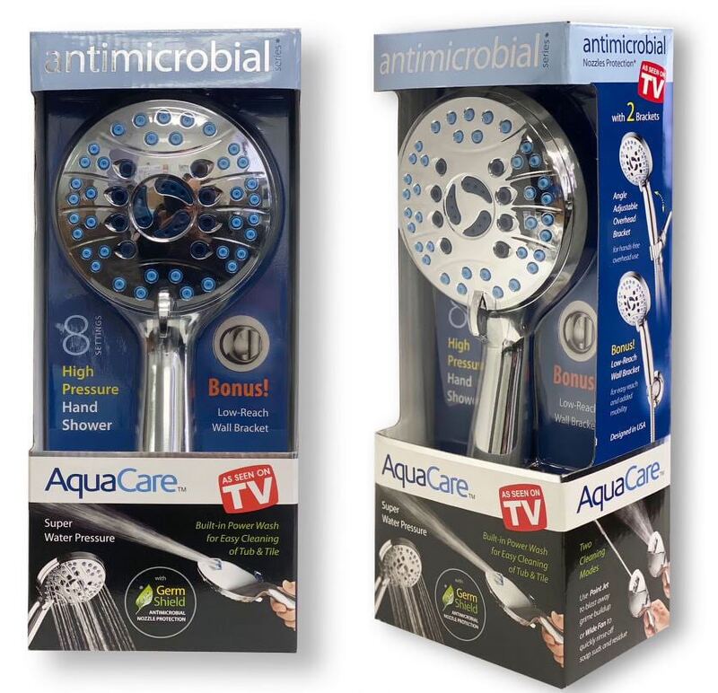 AquaCare High Pressure 8-mode Handheld Shower Head - Anti-clog Nozzles, Built-in