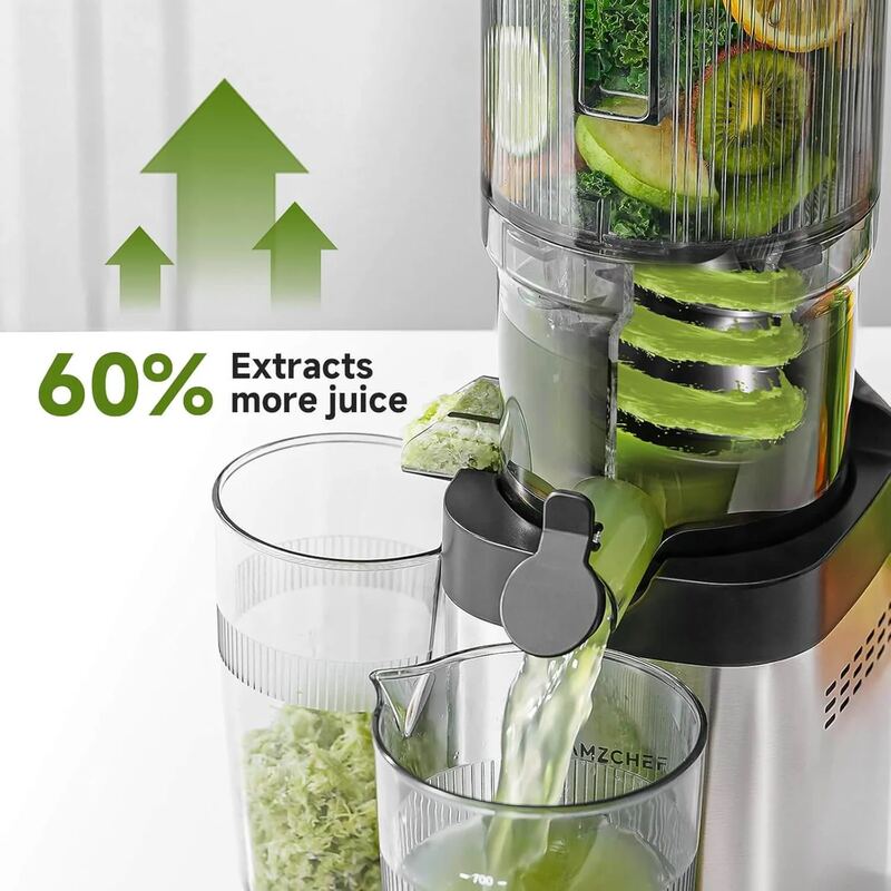 Cold Press Juicer Machine, 6.5" Large Feed Chute Masticating Extractor, Eas