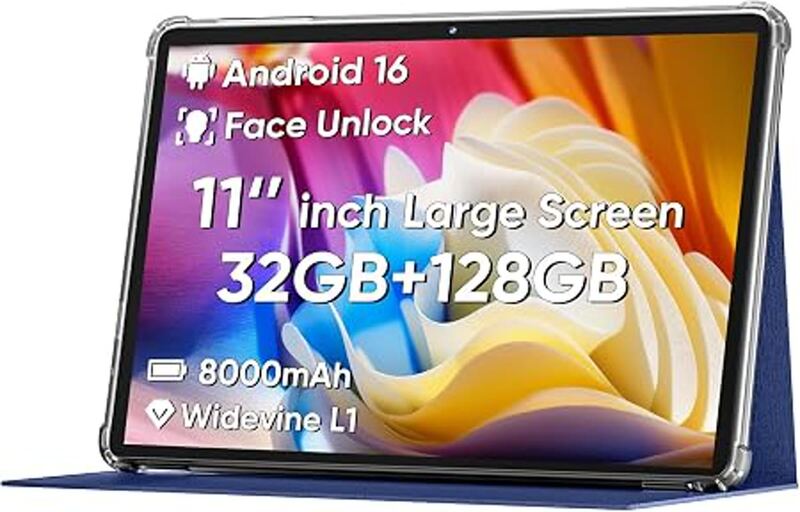 COLORROOM 2026 Android 16 Tablet 11inch, Face Unlock, 18W Fast Charging, 32GB+12