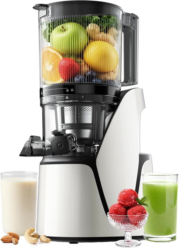 EanOruus Juicer Machines, 3-in-1 Cold Press Juicer with 6.5" Extra Large Ch