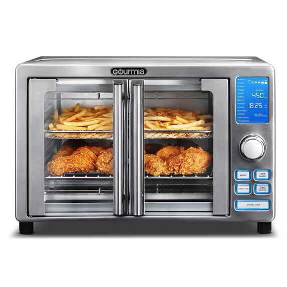 Gourmia Air Fryer French Door Toaster Oven - 6-Slice Capacity, LED Display with