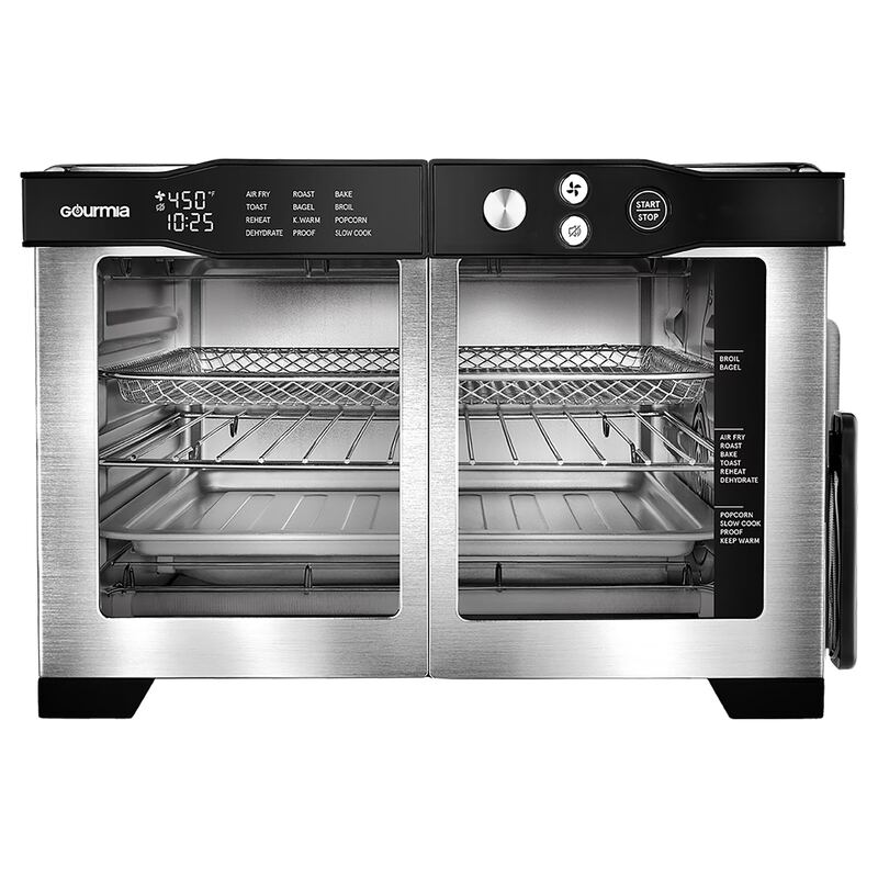 Gourmia French Door Air Fryer Toaster Oven – 6-Slice Capacity, FryForce 360°, Di