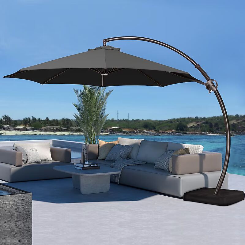 JEAREY 11ft Aluminum Curvy Cantilever Offset Hanging Patio Umbrella