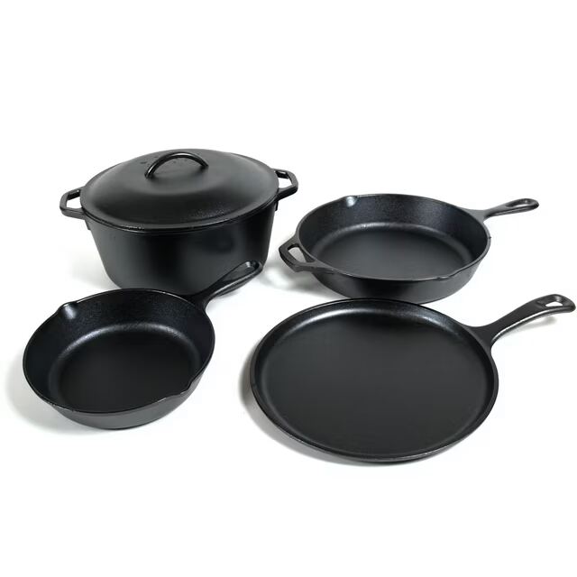 Lodge Cast Iron Set - 5-Piece Set - Pre-Seasoned Kitchen Set - Skillets, Griddle