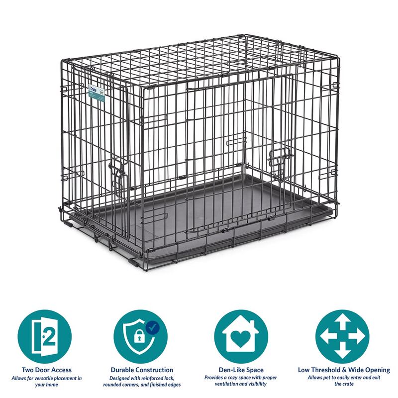 MidWest Homes for Pets 30-Inch iCrate for Medium Breeds, 21-40 lbs, Double Door