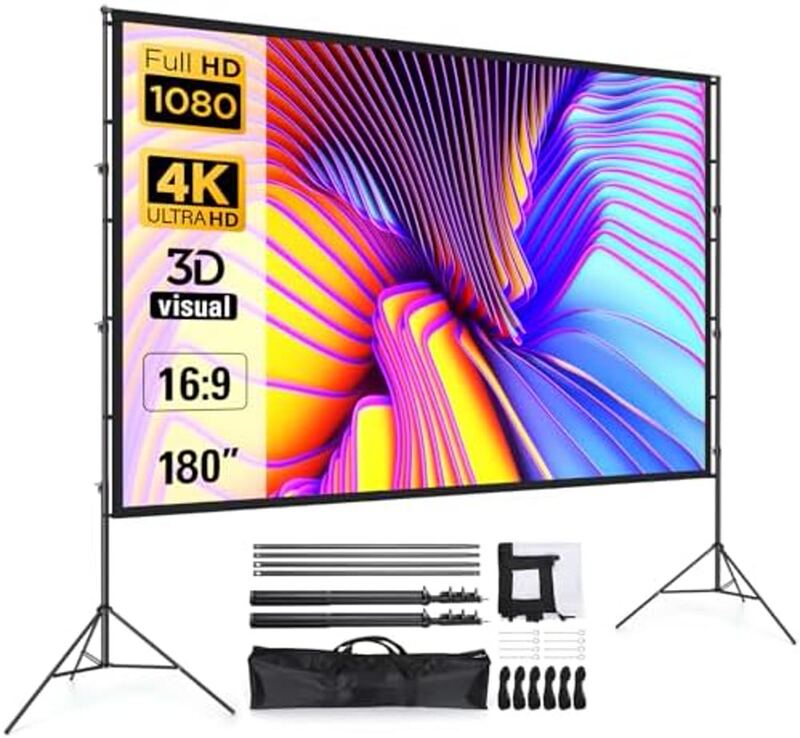 NIERBO 200 Inch Large Huge Projector Screen Big 16:9 3D Movie Screen of Thick Ca
