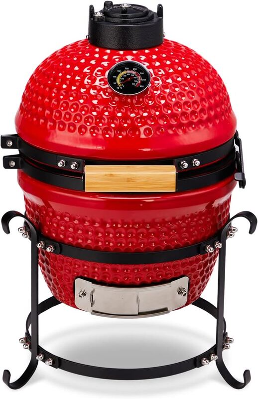 Outvita Ceramic Grill, 13" Round Kamado Charcoal Grill, Portable Barbecue G
