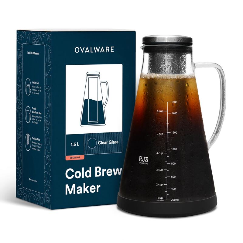Ovalware Airtight Cold Brew Iced Coffee Maker Pitcher