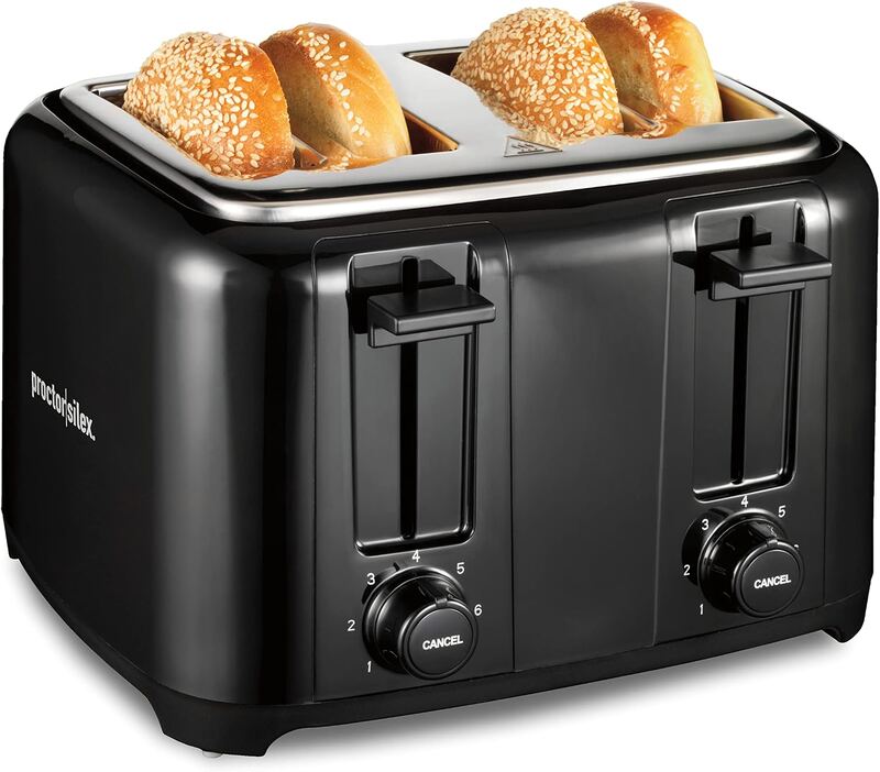 Proctor Silex 4 Slice Toaster with Extra Wide Slots for Bagels, Cool-Touch Walls