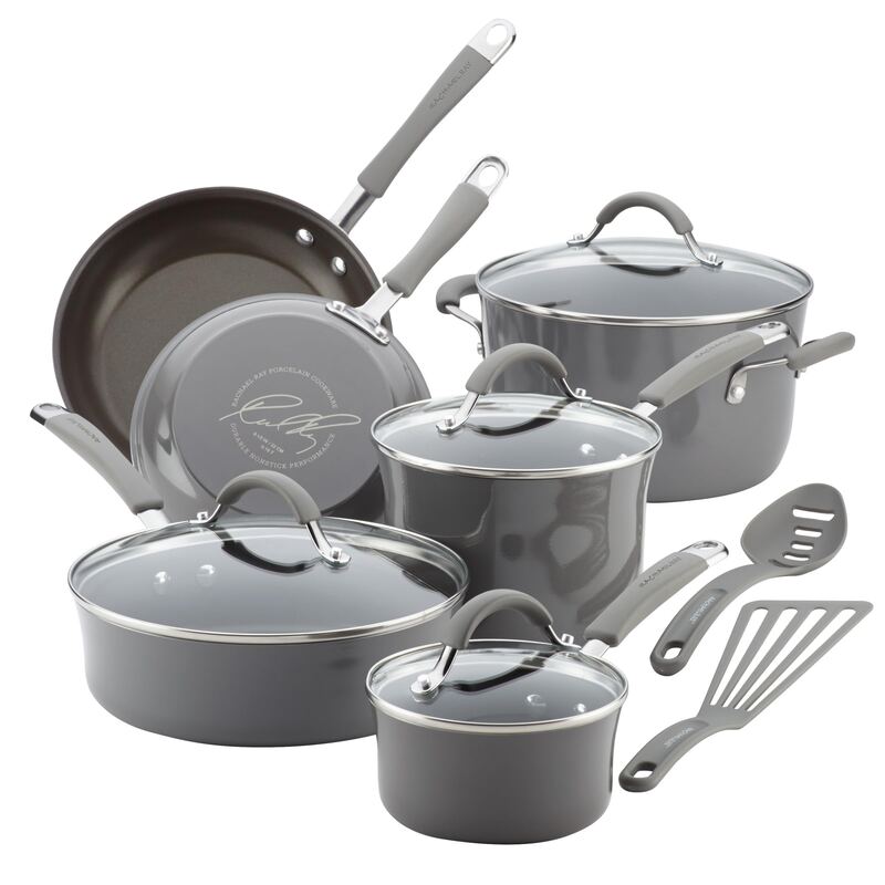 Rachael Ray Cucina Hard Enamel Nonstick 12-Piece Cookware Set