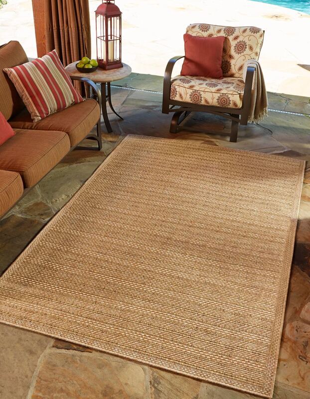 Rugs.com Easy-Clean Border Indoor/Outdoor Rug (5' 3" x 8', Light Brown)
