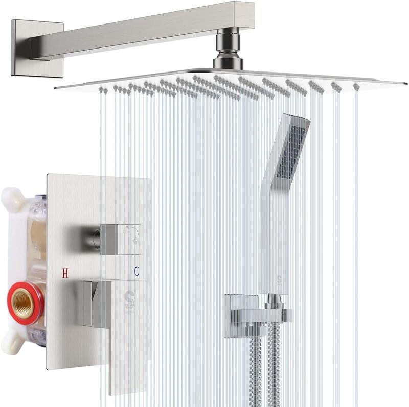 SR Sun Rise Wall Mounted Rain Shower Head Set