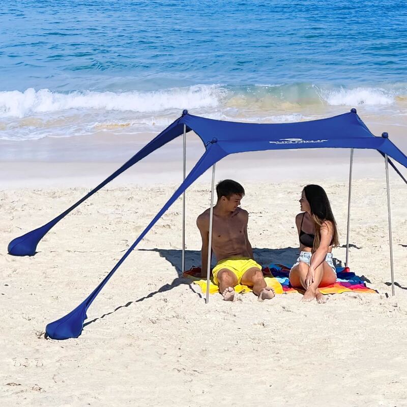SUN NINJA Beach Tent Sun Shelter UPF50+ - Easy Pop Up Beach Canopy - Outdoor Sha