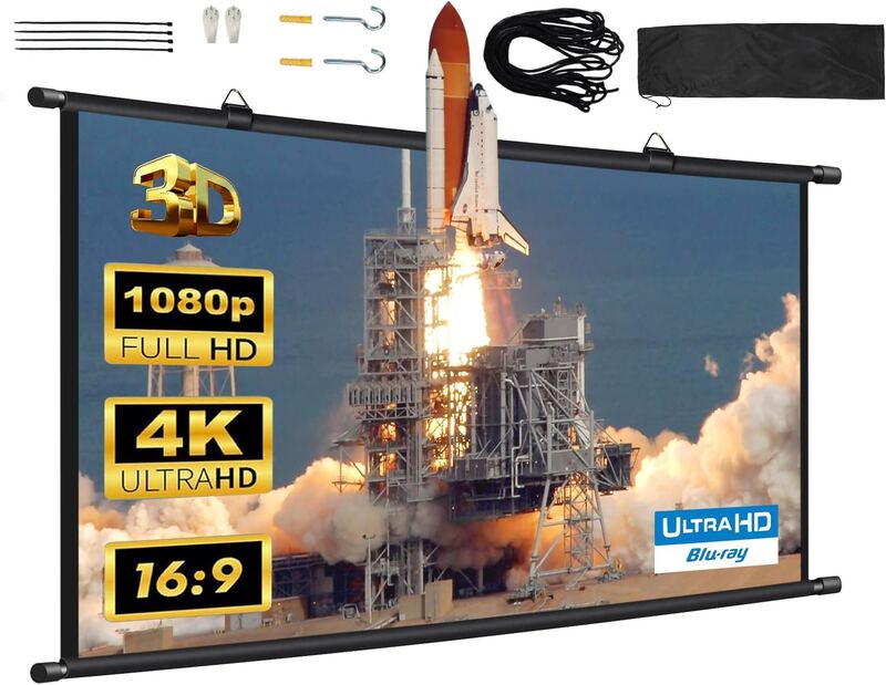 SUPER DEAL 100'' 16:9 HD Projection Screen Foldable Anti-Crease Portab