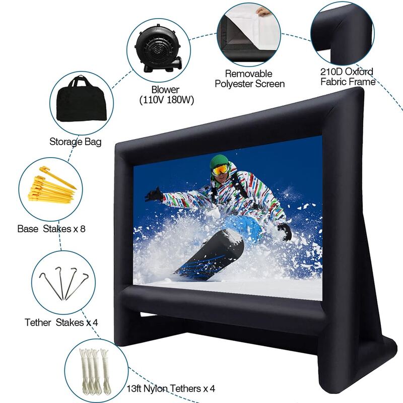 XHYCPY 16ft Inflatable Movie Screen Outdoor Projector Screen with Air Blower Sto